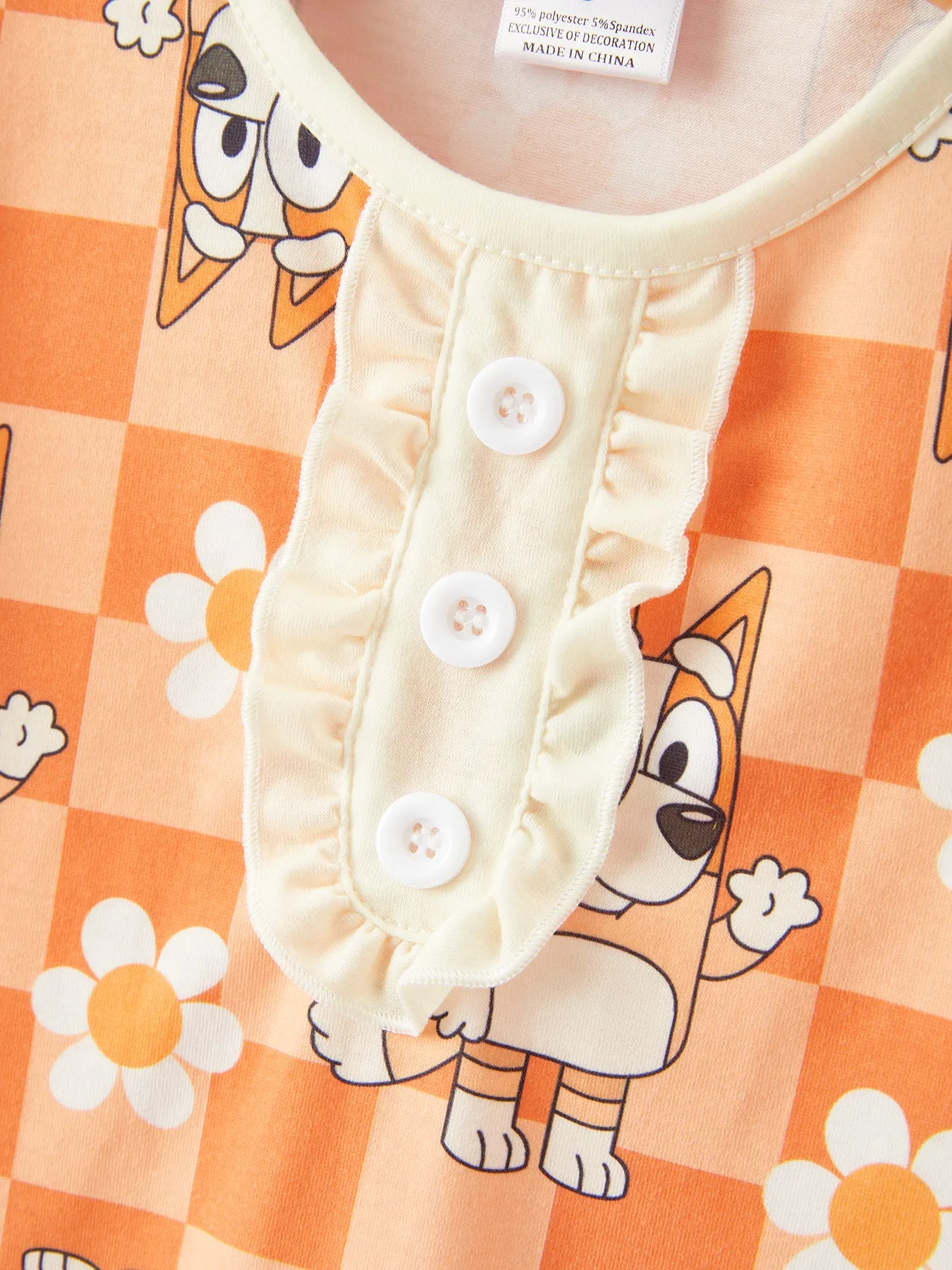 Cartoon Girls Print Orange Pajama Outfit Set