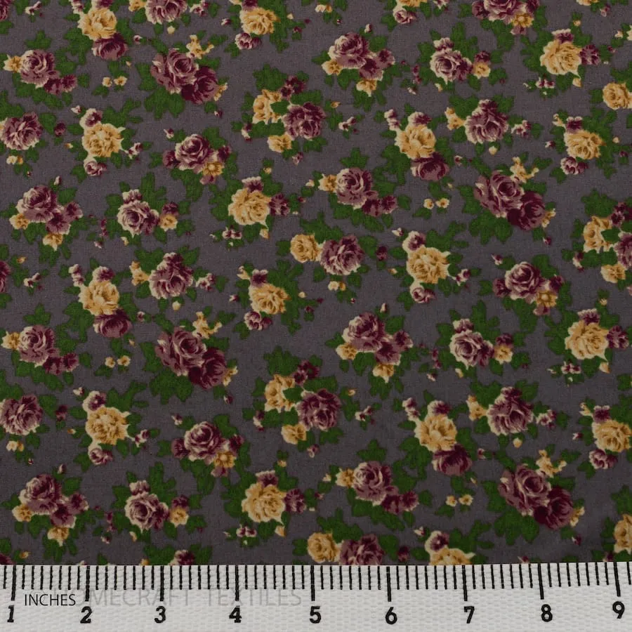 Grey Mini Posy Cotton Print