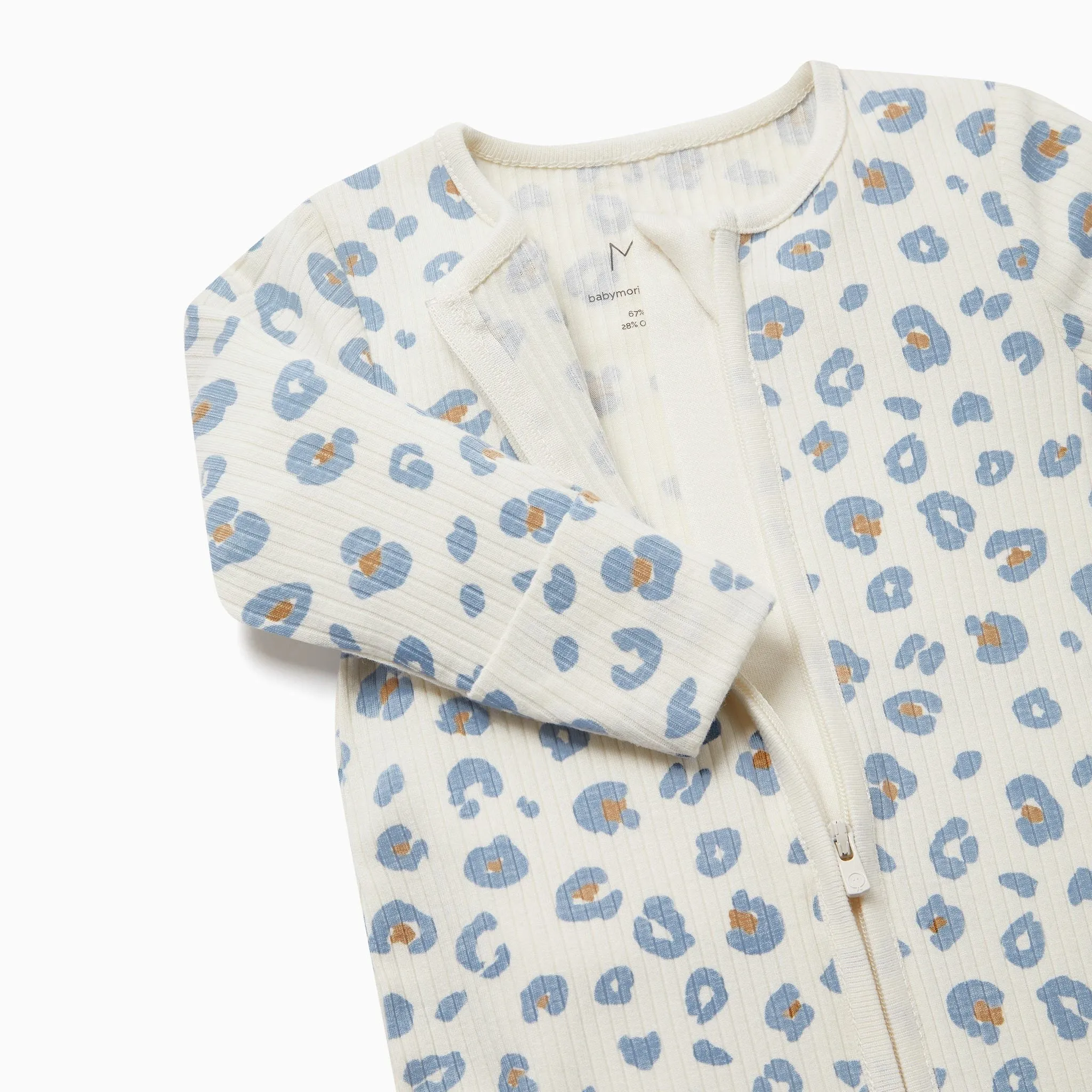 Leopard Ribbed Clever Zip Baby Pajamas