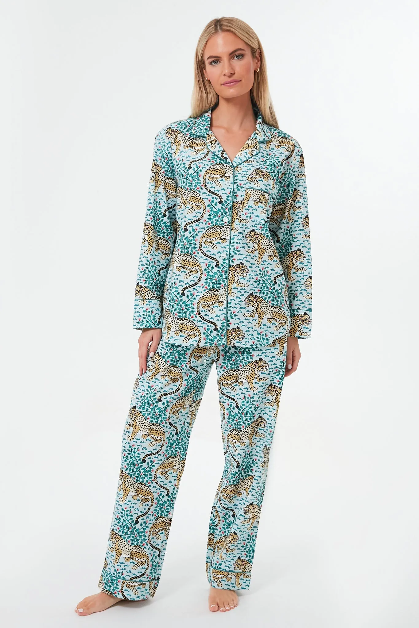 Mint Bagheera Leopard Long PJ Set