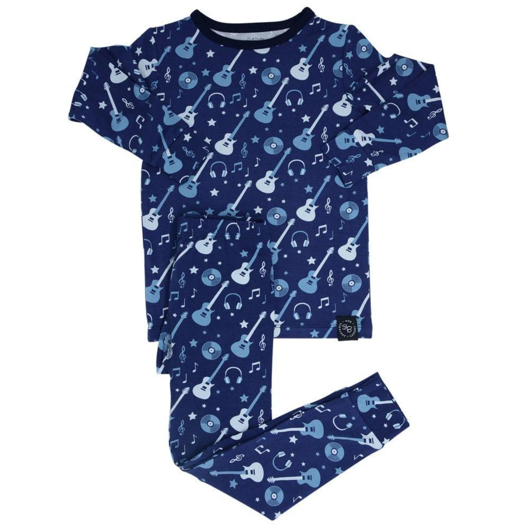 Sweet Bamboo Boys Long Sleeve & Long Pant Pajamas In ROCK N ROLL Pattern