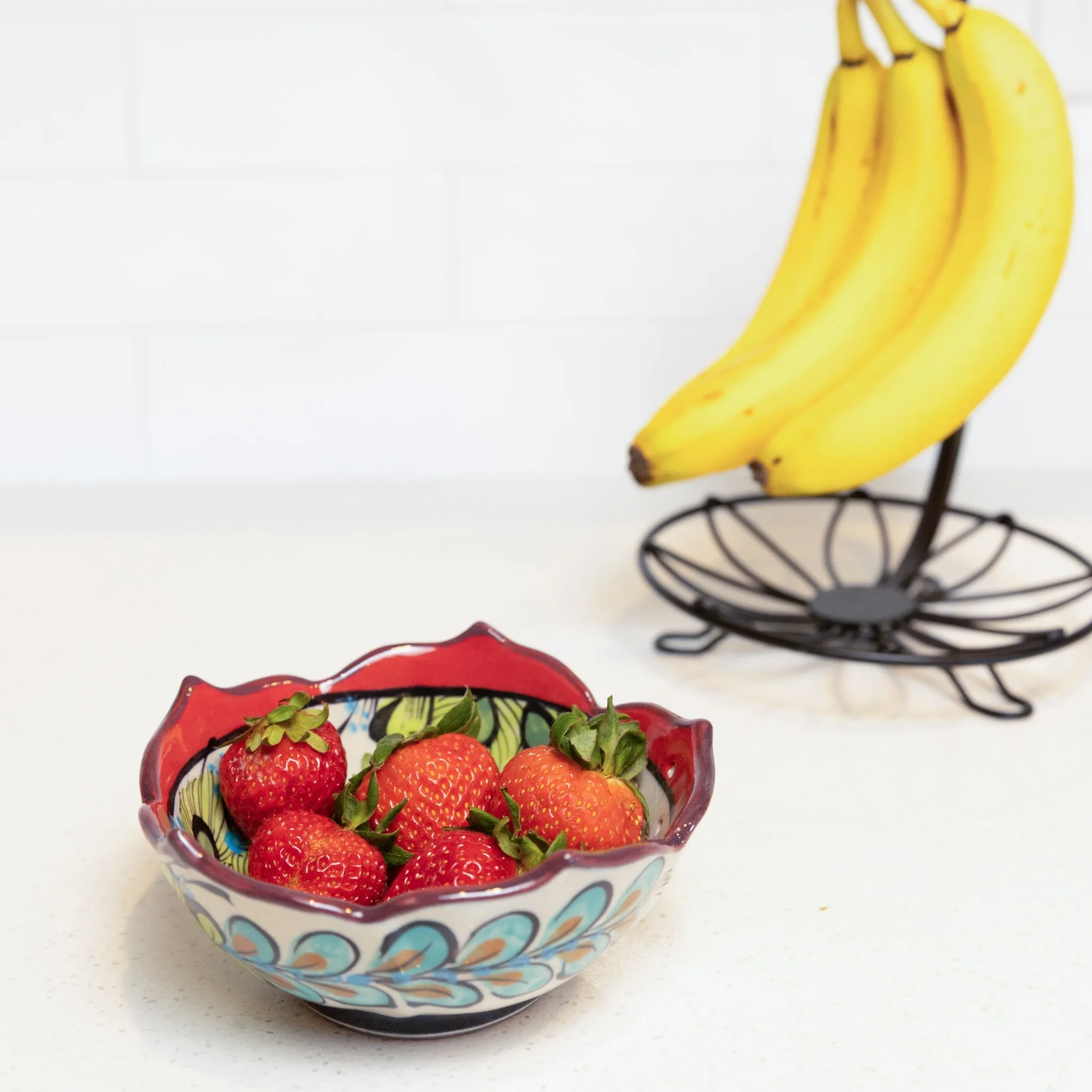 Vibrant Guatemalan Stoneware Berry Bowl: Eco-Friendly and Stylish